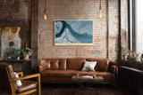 Paul Sinus Wandbild 120x80cm abstrakte Eislandschaft Luftaufnahme Gletscher Fluss moderne Naturkunst kuehle Farbtone stilvolle Wanddekoration fuer Wohnzimmer Büro