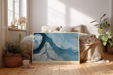 Paul Sinus Wandbild 120x80cm abstrakte Eislandschaft Luftaufnahme Gletscher Fluss moderne Naturkunst kuehle Farbtone stilvolle Wanddekoration fuer Wohnzimmer Büro