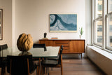 Paul Sinus Wandbild 120x80cm abstrakte Eislandschaft Luftaufnahme Gletscher Fluss moderne Naturkunst kuehle Farbtone stilvolle Wanddekoration fuer Wohnzimmer Büro