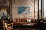 Paul Sinus Wandbild 120x80cm abstrakte Eisstruktur modern blau weiss Naturkunst Kunstdruck grosses Kunstbild stilvolle Wanddekoration fuer Wohnzimmer Büro Flur