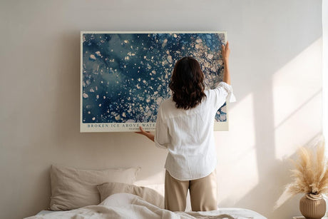 Paul Sinus Wandbild 120x80cm abstrakte Eisstruktur modern blau weiss Naturkunst Kunstdruck grosses Kunstbild stilvolle Wanddekoration fuer Wohnzimmer Büro Flur