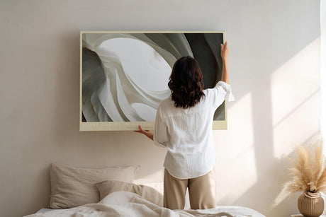 Paul Sinus Wandbild 120x80cm Abstrakte Elfenbein Formen Moderne Minimalistische Kunst in Naturtönen für Wohnzimmer Büro Schlafzimmer