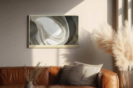 Paul Sinus Wandbild 120x80cm Abstrakte Elfenbein Formen Moderne Minimalistische Kunst in Naturtönen für Wohnzimmer Büro Schlafzimmer