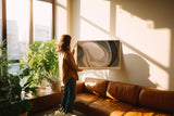 Paul Sinus Wandbild 120x80cm Abstrakte Elfenbein Formen Moderne Minimalistische Kunst in Naturtönen für Wohnzimmer Büro Schlafzimmer