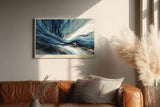 Paul Sinus Wandbild 120x80cm Abstrakte Energie Bewegung in Blau Weiss und Gold Moderne Kunst Wanddekoration