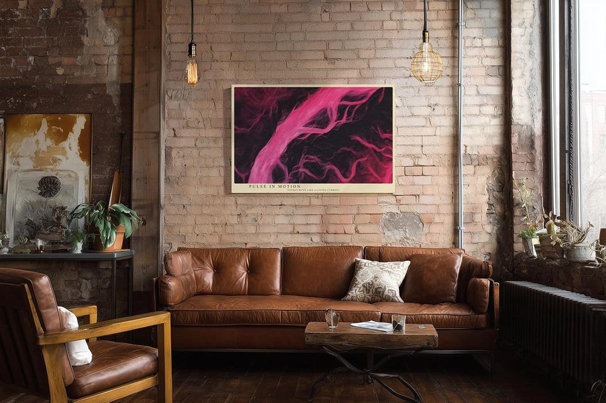 Paul Sinus Wandbild 120x80cm abstrakte Energie Bewegung pink schwarz moderne Kunst dynamische Farbkomposition Wanddekoration fuer Wohnzimmer Büro