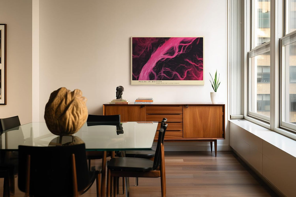 Paul Sinus Wandbild 120x80cm abstrakte Energie Bewegung pink schwarz moderne Kunst dynamische Farbkomposition Wanddekoration fuer Wohnzimmer Büro