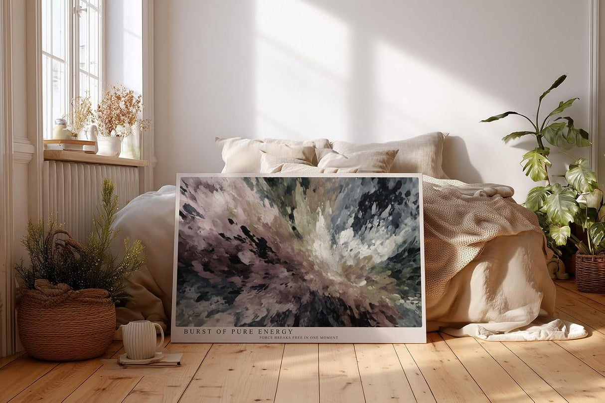 Paul Sinus Wandbild 120x80cm Abstrakte Energie Explosion Moderne Kunst LeinWandbild 120x80cm Dynamische Farben Wanddekoration Wohnzimmer Büro