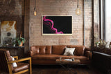 Paul Sinus Wandbild 120x80cm abstrakte Energiebewegung pink auf schwarzem Hintergrund moderne Fluid Kunst dynamisches Kunstbild stilvolle Wanddekoration fuer Wohnzimmer Büro