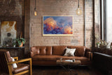 Paul Sinus Wandbild 120x80cm abstrakte Energieformen moderne Kunst in Blau Orange und Rot dynamische Farbbewegung stilvolle Wanddekoration fuer Wohnzimmer Büro
