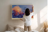 Paul Sinus Wandbild 120x80cm abstrakte Energieformen moderne Kunst in Blau Orange und Rot dynamische Farbbewegung stilvolle Wanddekoration fuer Wohnzimmer Büro