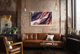 Paul Sinus Wandbild 120x80cm abstrakte Farbbewegung moderne Fluid Kunst violett goldene Strukturen elegantes Kunstmotiv stilvolle Wanddekoration fuer Wohnzimmer Büro