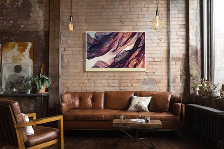 Paul Sinus Wandbild 120x80cm abstrakte Farbbewegung moderne Fluid Kunst violett goldene Strukturen elegantes Kunstmotiv stilvolle Wanddekoration fuer Wohnzimmer Büro