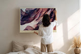 Paul Sinus Wandbild 120x80cm abstrakte Farbbewegung moderne Fluid Kunst violett goldene Strukturen elegantes Kunstmotiv stilvolle Wanddekoration fuer Wohnzimmer Büro