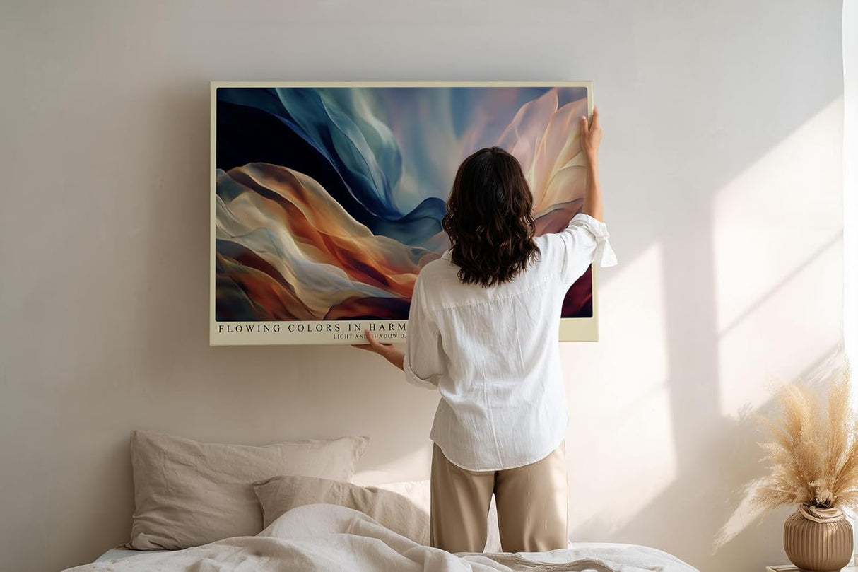 Paul Sinus Wandbild 120x80cm abstrakte Farbbewegung moderne Fluid Kunst warmes Farbspiel stilvolle Wanddekoration fuer Wohnzimmer Büro