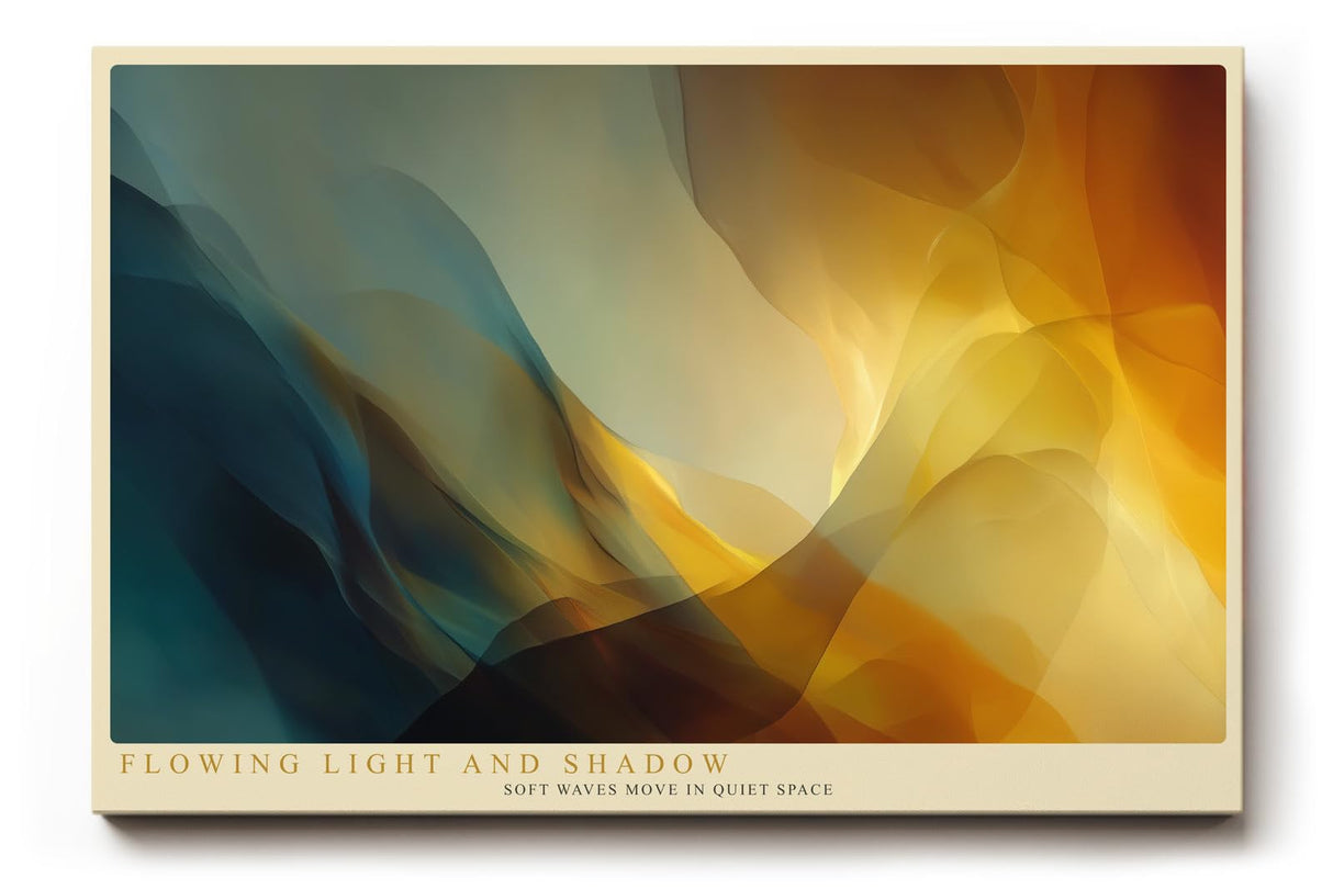 Paul Sinus Wandbild 120x80cm abstrakte Farben moderne Kunst fliessende Formen gold blau Kunstdruck stilvolle Wanddekoration fuer Wohnzimmer Büro Schlafzimmer
