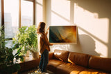 Paul Sinus Wandbild 120x80cm abstrakte Farben moderne Kunst fliessende Formen gold blau Kunstdruck stilvolle Wanddekoration fuer Wohnzimmer Büro Schlafzimmer