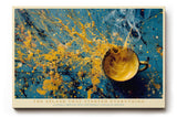 Paul Sinus Wandbild 120x80cm Abstrakte Farbexplosion Gelb Blau Moderne Kunst Kreative Farbspritzer Komposition