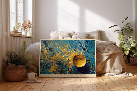 Paul Sinus Wandbild 120x80cm Abstrakte Farbexplosion Gelb Blau Moderne Kunst Kreative Farbspritzer Komposition