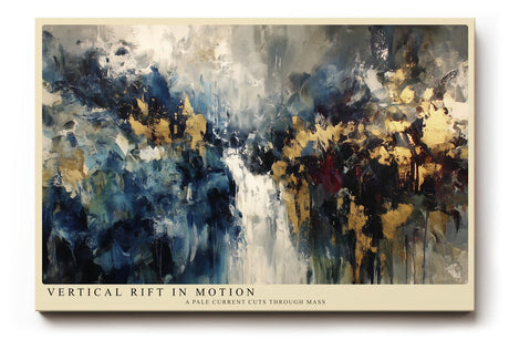 Paul Sinus Wandbild 120x80cm Abstrakte Farbexplosion Moderne Kunst Dynamische Komposition in Blau Gold und Weiss