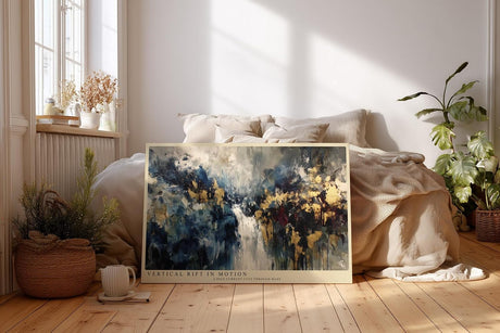 Paul Sinus Wandbild 120x80cm Abstrakte Farbexplosion Moderne Kunst Dynamische Komposition in Blau Gold und Weiss