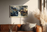 Paul Sinus Wandbild 120x80cm Abstrakte Farbexplosion Moderne Kunst Dynamische Komposition in Blau Gold und Weiss