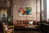 Paul Sinus Wandbild 120x80cm Abstrakte Farbexplosion Moderne Kunst in Bunt und Dynamischer Struktur für Wohnzimmer Büro Atelier