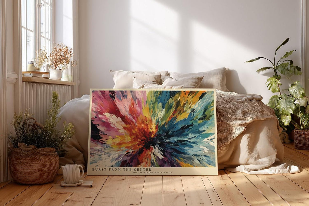 Paul Sinus Wandbild 120x80cm Abstrakte Farbexplosion Moderne Kunst in Bunt und Dynamischer Struktur für Wohnzimmer Büro Atelier