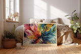 Paul Sinus Wandbild 120x80cm Abstrakte Farbexplosion Moderne Kunst in Bunt und Dynamischer Struktur für Wohnzimmer Büro Atelier
