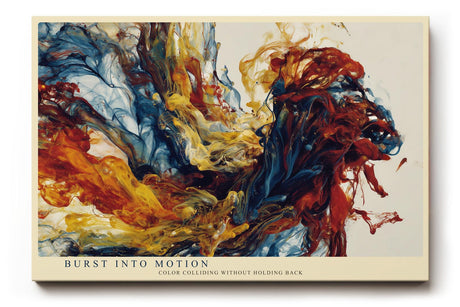 Paul Sinus Wandbild 120x80cm abstrakte Farbexplosion moderne Kunst rot blau gelb dynamische Malerei grosses Kunstbild stilvolle Wanddekoration fuer Wohnzimmer Büro Atelier
