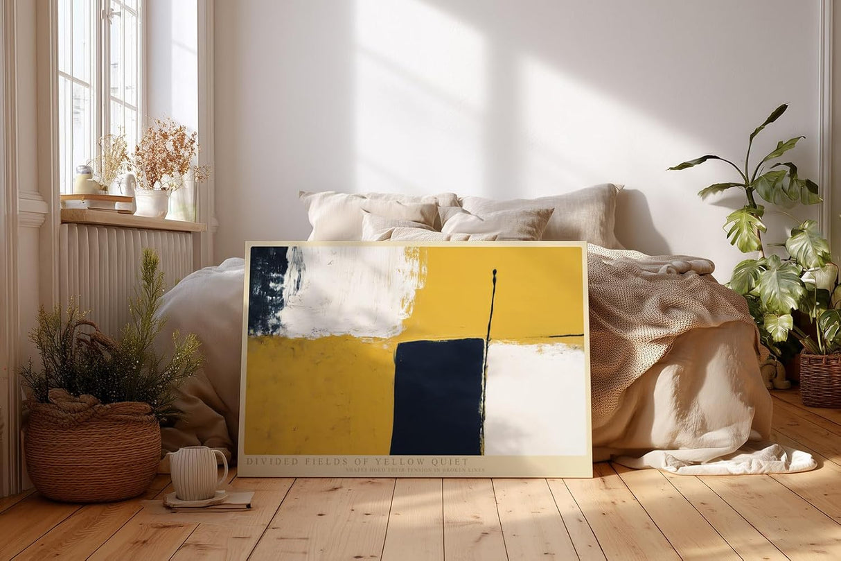 Paul Sinus Wandbild 120x80cm Abstrakte Farbflächen in Gelb Blau und Weiss moderne Minimal Art Wanddekoration