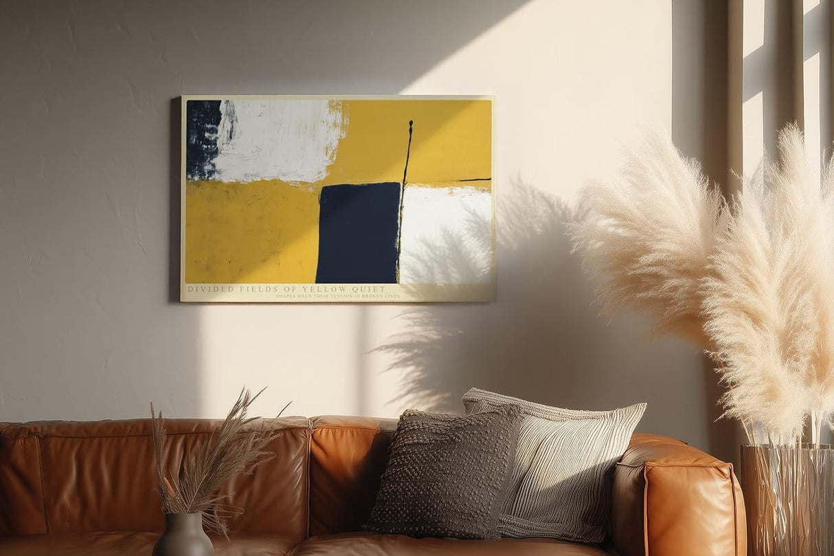 Paul Sinus Wandbild 120x80cm Abstrakte Farbflächen in Gelb Blau und Weiss moderne Minimal Art Wanddekoration