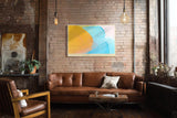Paul Sinus Wandbild 120x80cm abstrakte Farbflächen moderne Malerei gelb blau minimalistische Kunst mit Pinselstruktur stilvolle Wanddekoration für Wohnzimmer Büro