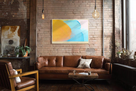Paul Sinus Wandbild 120x80cm abstrakte Farbflächen moderne Malerei gelb blau minimalistische Kunst mit Pinselstruktur stilvolle Wanddekoration für Wohnzimmer Büro