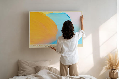 Paul Sinus Wandbild 120x80cm abstrakte Farbflächen moderne Malerei gelb blau minimalistische Kunst mit Pinselstruktur stilvolle Wanddekoration für Wohnzimmer Büro