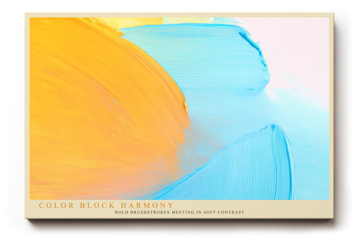 Paul Sinus Wandbild 120x80cm abstrakte Farbflächen moderne Malerei gelb blau minimalistische Kunst mit Pinselstruktur stilvolle Wanddekoration für Wohnzimmer Büro