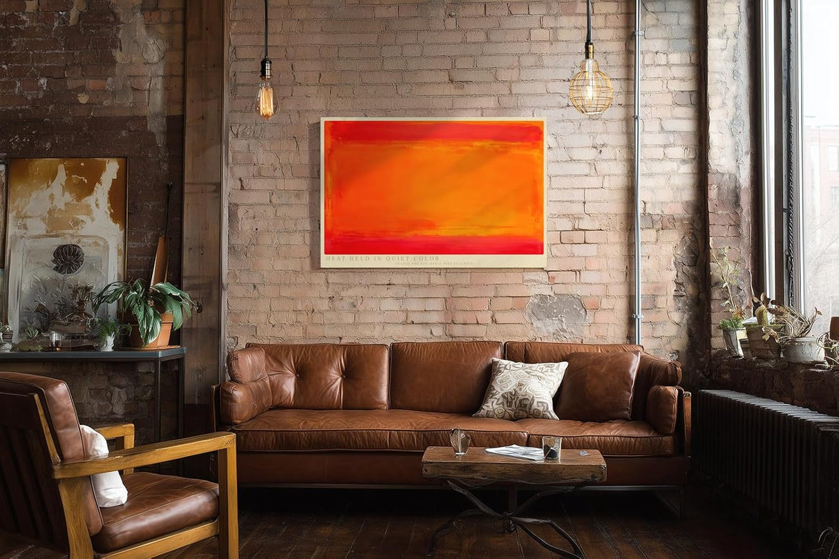 Paul Sinus Wandbild 120x80cm Abstrakte Farbkomposition in Orange und Rot moderne Minimal Art Kunst Wanddekoration