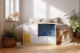 Paul Sinus Wandbild 120x80cm Abstrakte Farbkomposition mit Blau Weiss und Gelb moderne minimalistische Kunst