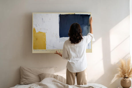 Paul Sinus Wandbild 120x80cm Abstrakte Farbkomposition mit Blau Weiss und Gelb moderne minimalistische Kunst