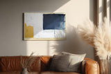 Paul Sinus Wandbild 120x80cm Abstrakte Farbkomposition mit Blau Weiss und Gelb moderne minimalistische Kunst