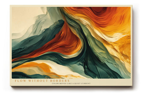 Paul Sinus Wandbild 120x80cm abstrakte Farbkomposition orange gelb gruen moderne Kunst dynamische Linien abstrakte Wanddekoration fuer Wohnzimmer Büro