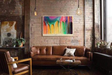 Paul Sinus Wandbild 120x80cm abstrakte Farbkunst moderne Farbtropfen Illustration buntes Kunstposter mit verlaufenden Farben kreative Wanddekoration fuer Wohnzimmer Atelier Büro