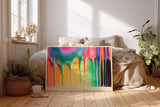 Paul Sinus Wandbild 120x80cm abstrakte Farbkunst moderne Farbtropfen Illustration buntes Kunstposter mit verlaufenden Farben kreative Wanddekoration fuer Wohnzimmer Atelier Büro