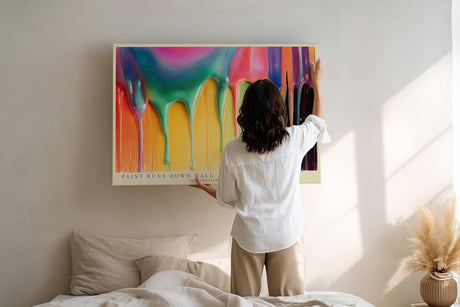 Paul Sinus Wandbild 120x80cm abstrakte Farbkunst moderne Farbtropfen Illustration buntes Kunstposter mit verlaufenden Farben kreative Wanddekoration fuer Wohnzimmer Atelier Büro