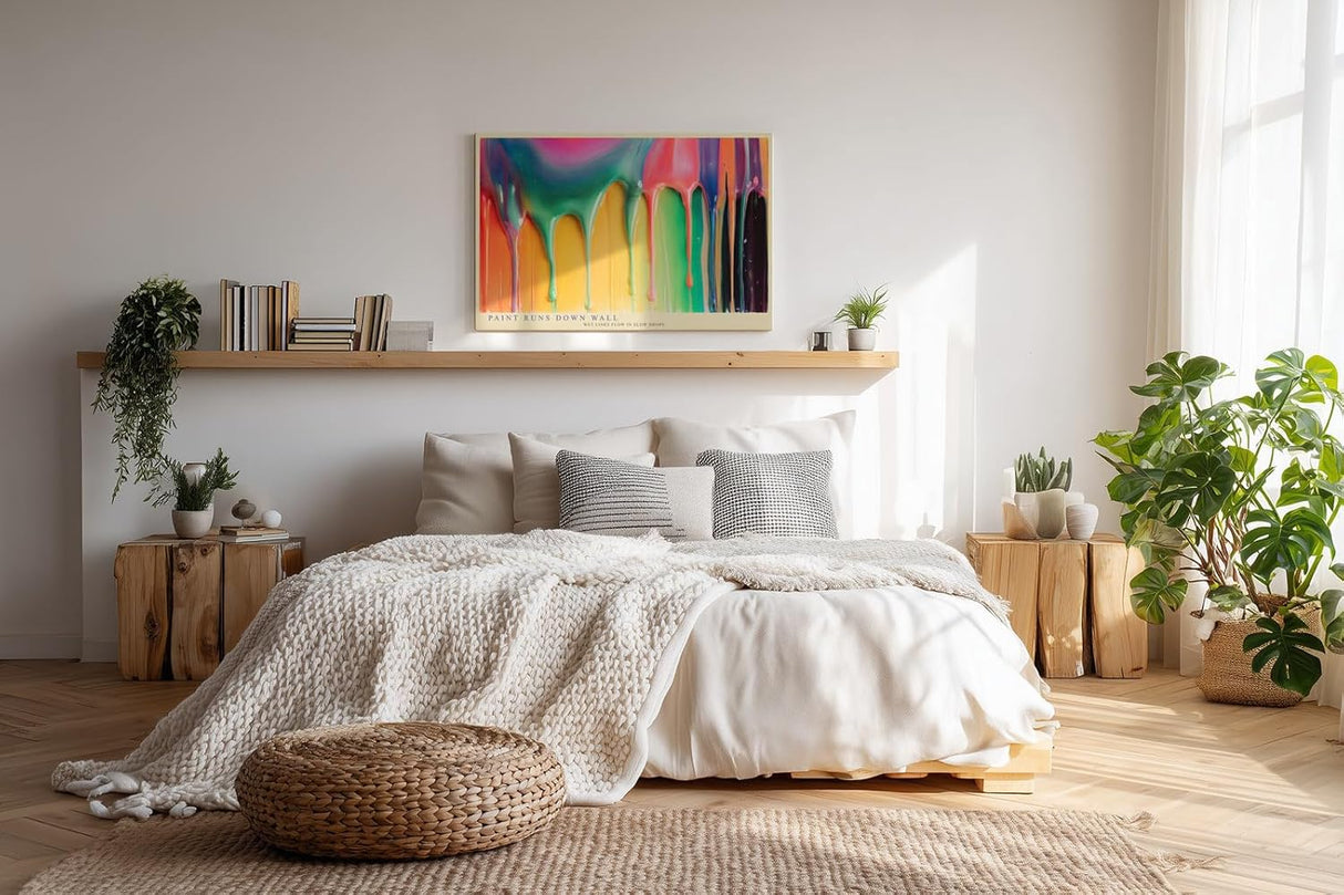 Paul Sinus Wandbild 120x80cm abstrakte Farbkunst moderne Farbtropfen Illustration buntes Kunstposter mit verlaufenden Farben kreative Wanddekoration fuer Wohnzimmer Atelier Büro