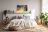 Paul Sinus Wandbild 120x80cm abstrakte Farbkunst moderne Farbtropfen Illustration buntes Kunstposter mit verlaufenden Farben kreative Wanddekoration fuer Wohnzimmer Atelier Büro