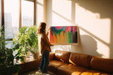 Paul Sinus Wandbild 120x80cm abstrakte Farbkunst moderne Farbtropfen Illustration buntes Kunstposter mit verlaufenden Farben kreative Wanddekoration fuer Wohnzimmer Atelier Büro