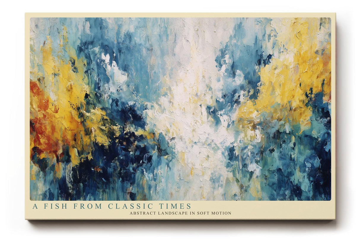 Paul Sinus Wandbild 120x80cm Abstrakte Farblandschaft – Künstlerische Komposition mit Blau Gelb und Weiß für moderne Räume