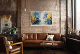 Paul Sinus Wandbild 120x80cm Abstrakte Farblandschaft – Künstlerische Komposition mit Blau Gelb und Weiß für moderne Räume