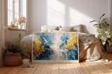 Paul Sinus Wandbild 120x80cm Abstrakte Farblandschaft – Künstlerische Komposition mit Blau Gelb und Weiß für moderne Räume